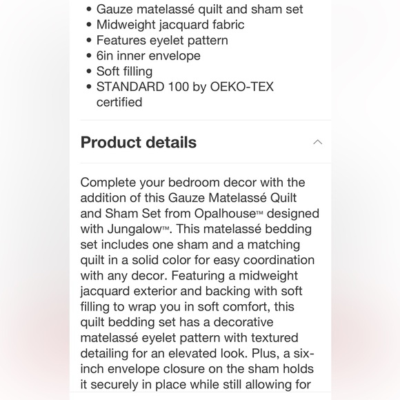 OPALHOUSE X JUNGALOW NWT guaze matelasse quilt & sham set -ivory -twin - Picture 5 of 8